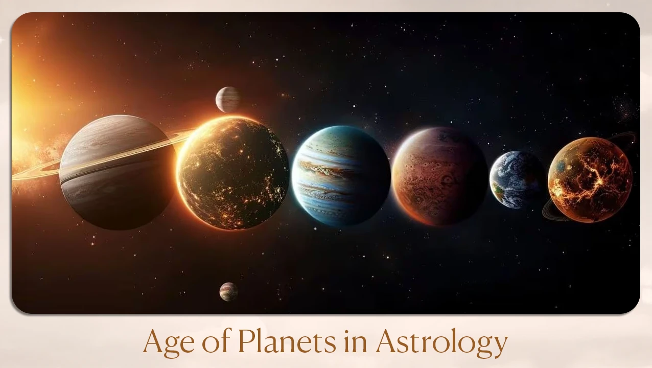 Planets aligned in space representing age of planets in astrology and activation age